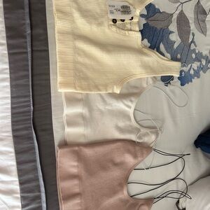 By Together Ribbed Knit Crop Tops in Cream, white and Pink. Cream is nwt